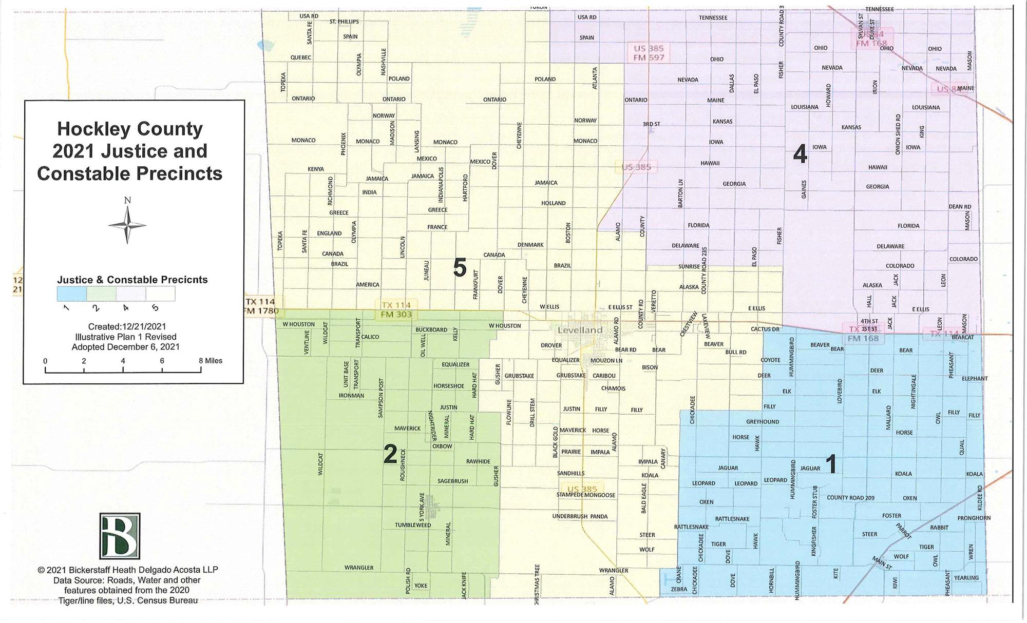 Hockley County 2021 Justice and Constable Precincts Map